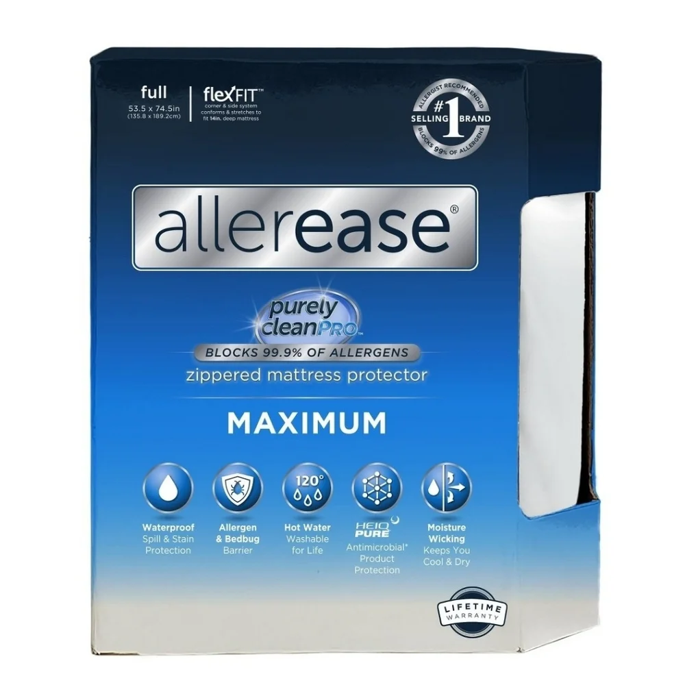 New Allerease Full Maximum Waterproof Allergy and Bedbug Protection Zippered